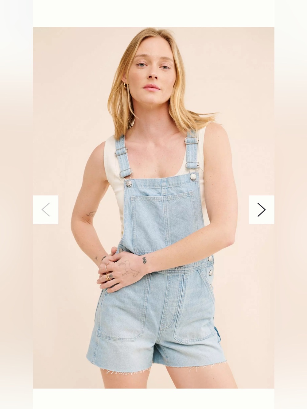 Madewell Light Blue Denim Short Overalls